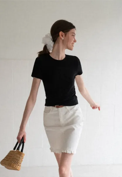 Fitted Crew Neck Short Sleeve T Shirt