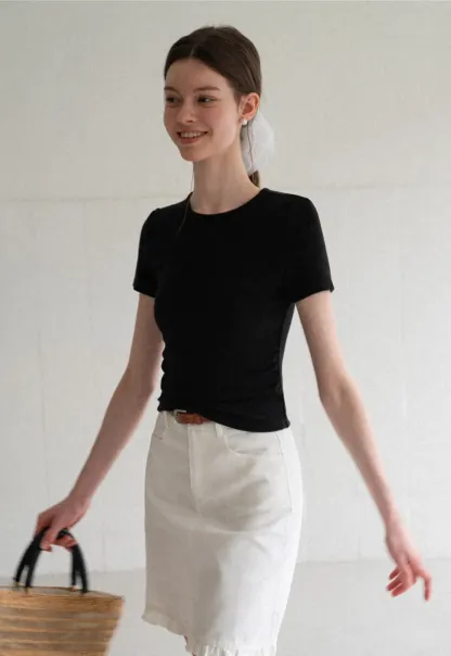 Fitted Crew Neck Short Sleeve T Shirt