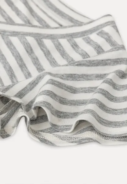 V Neck Striped Cap Sleeve T Shirt