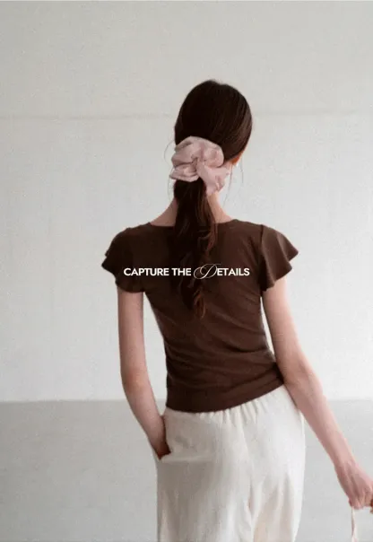 V Neck Striped Cap Sleeve T Shirt