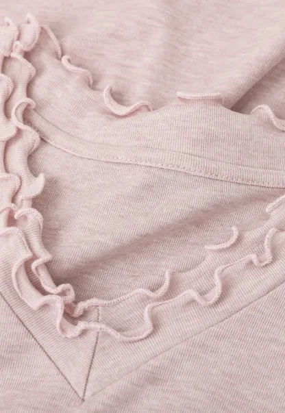 V Neck Lace Trim Short Sleeve T Shirt