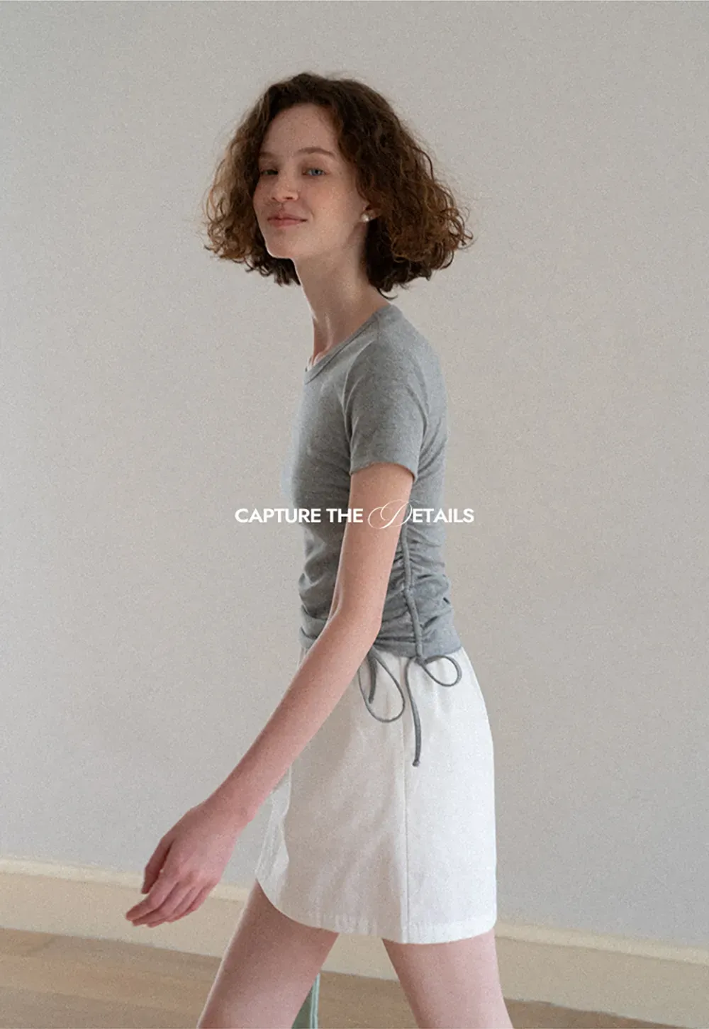 Side Ruched Short Sleeve Crew Neck T Shirt