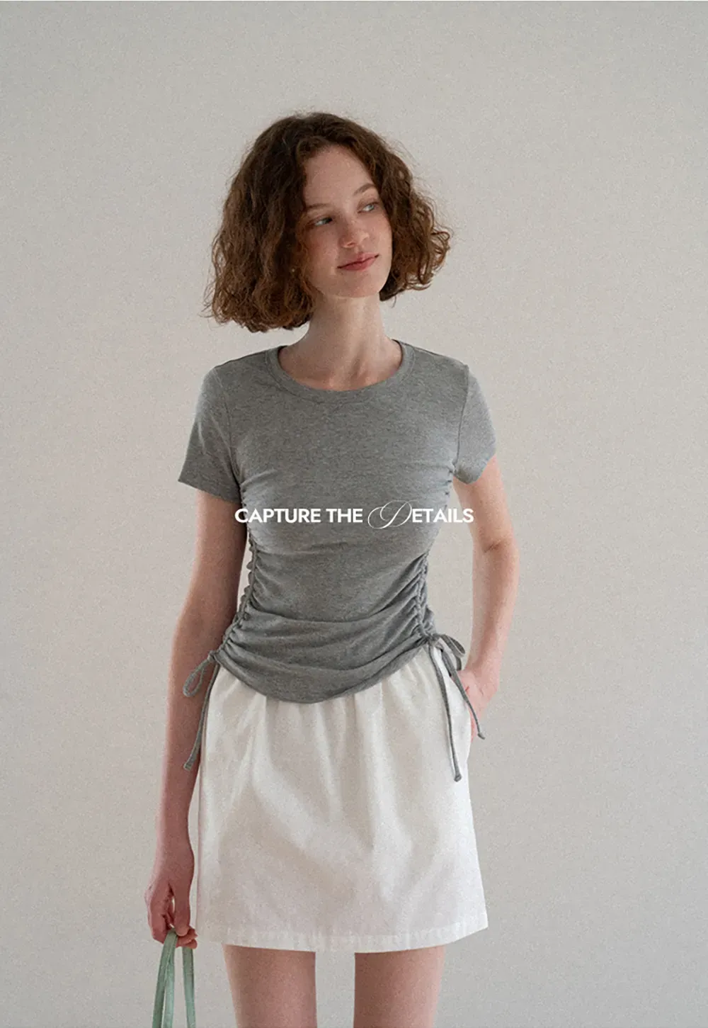 Side Ruched Short Sleeve Crew Neck T Shirt