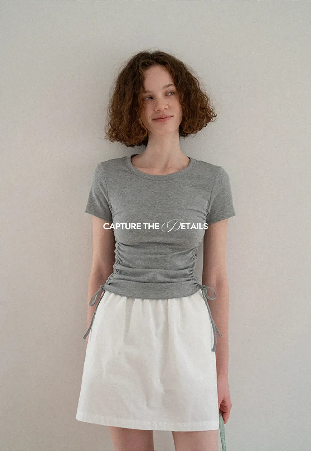 Side Ruched Short Sleeve Crew Neck T Shirt