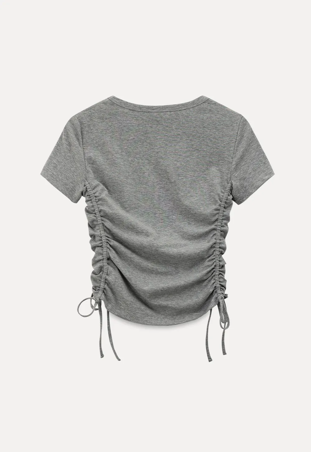 Side Ruched Short Sleeve Crew Neck T Shirt