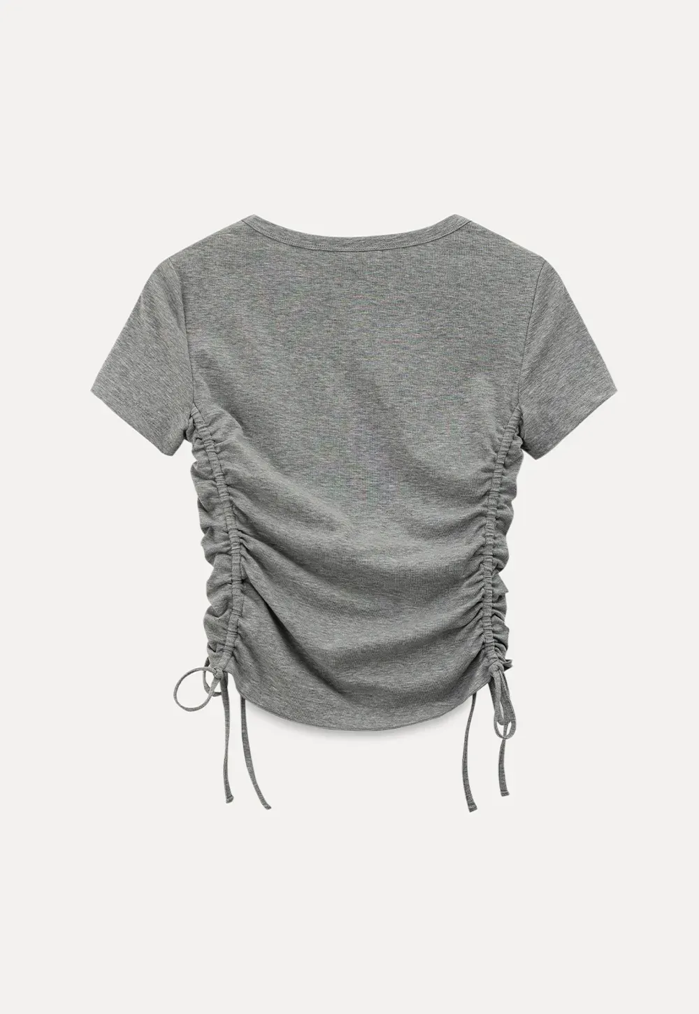 Side Ruched Short Sleeve Crew Neck T Shirt