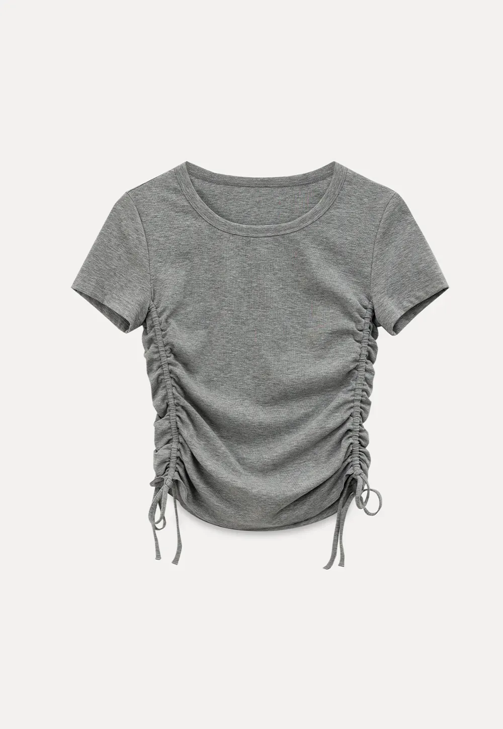 Side Ruched Short Sleeve Crew Neck T Shirt