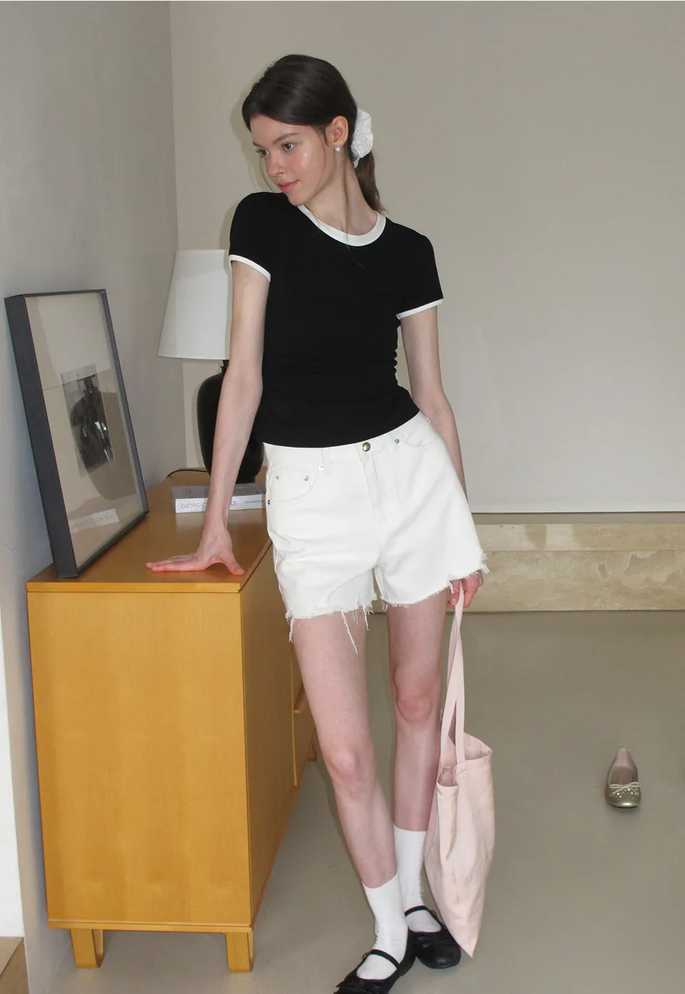 Contrast Trim Crew Neck Short Sleeve T Shirt