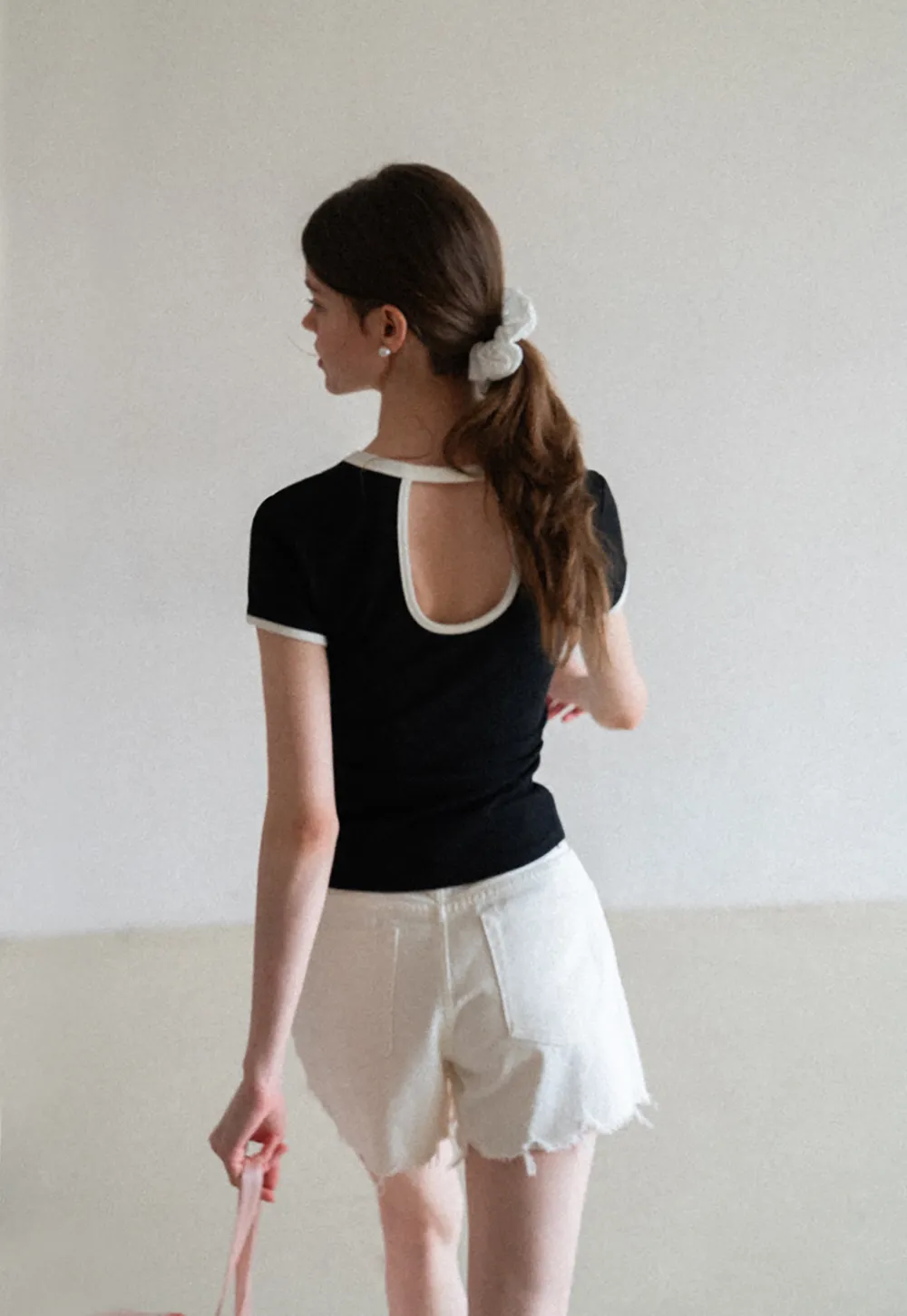Contrast Trim Crew Neck Short Sleeve T Shirt
