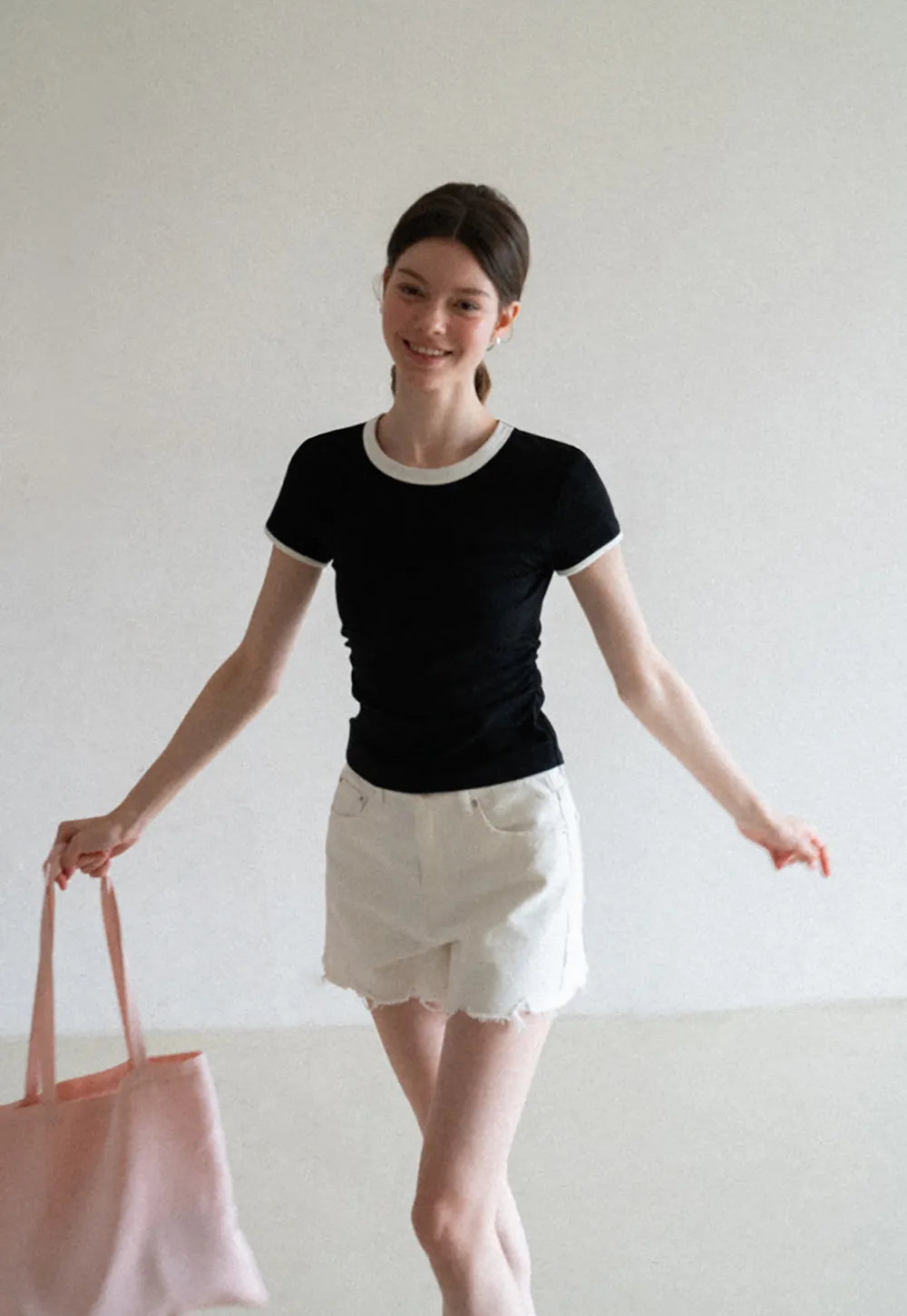 Contrast Trim Crew Neck Short Sleeve T Shirt
