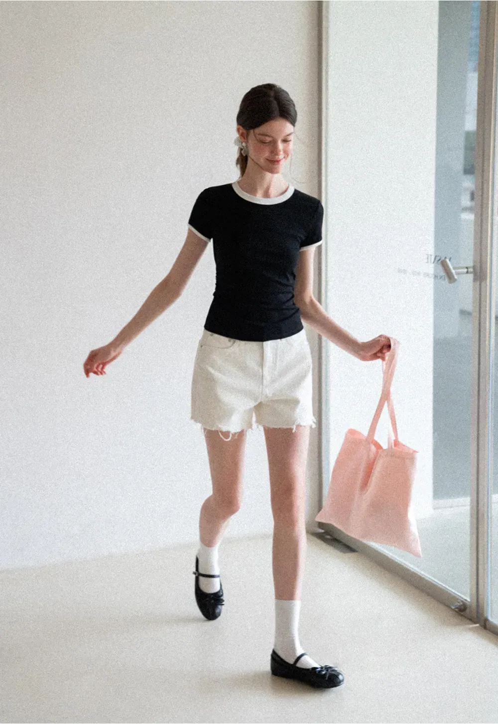 Contrast Trim Crew Neck Short Sleeve T Shirt