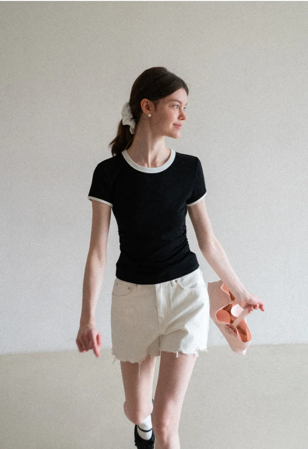 Contrast Trim Crew Neck Short Sleeve T Shirt