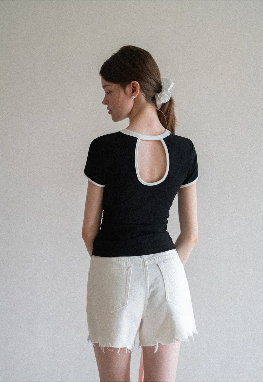 Contrast Trim Crew Neck Short Sleeve T Shirt