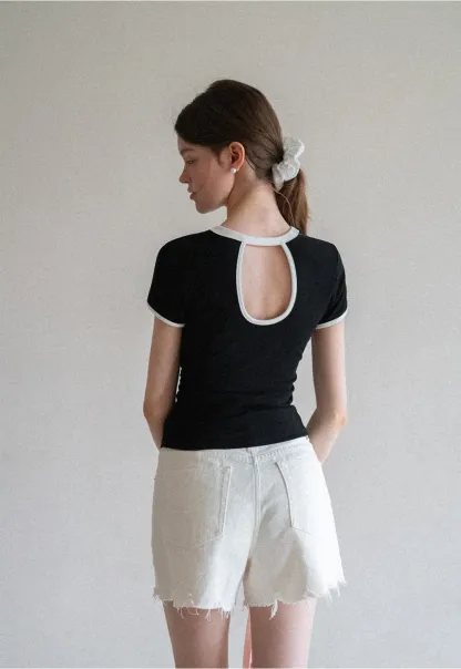 Contrast Trim Crew Neck Short Sleeve T Shirt
