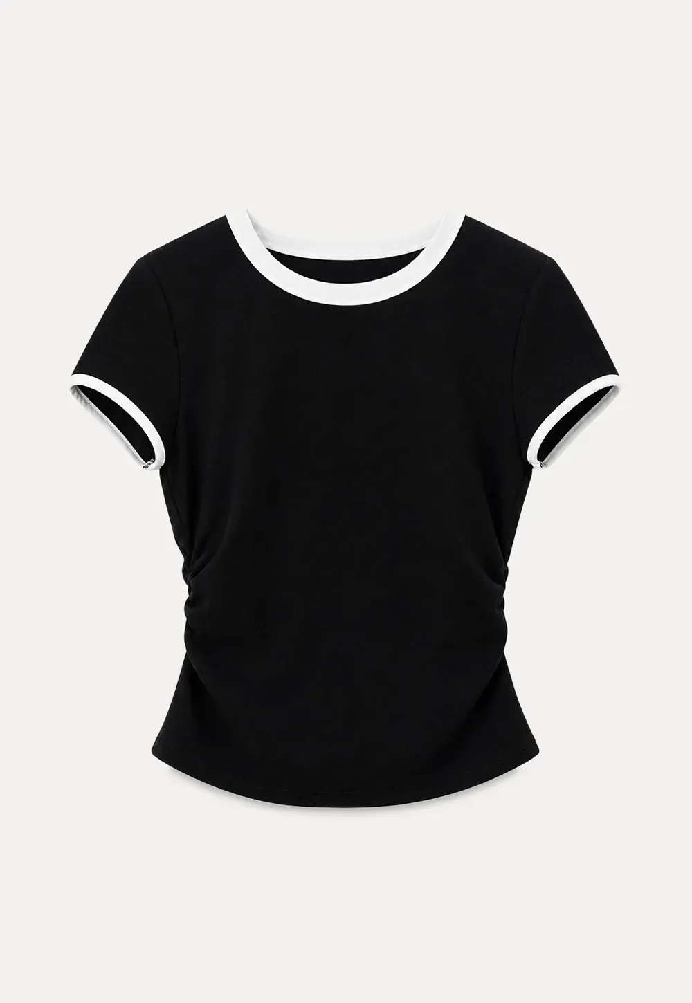 Contrast Trim Crew Neck Short Sleeve T Shirt