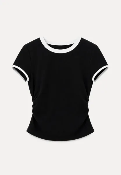Contrast Trim Crew Neck Short Sleeve T Shirt