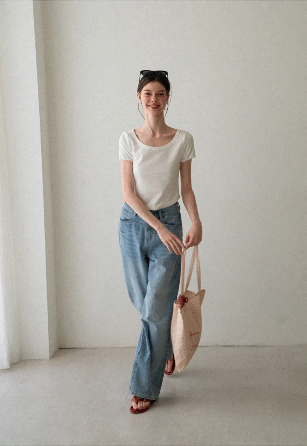 Cropped Ribbed Knit Short Sleeve T Shirt