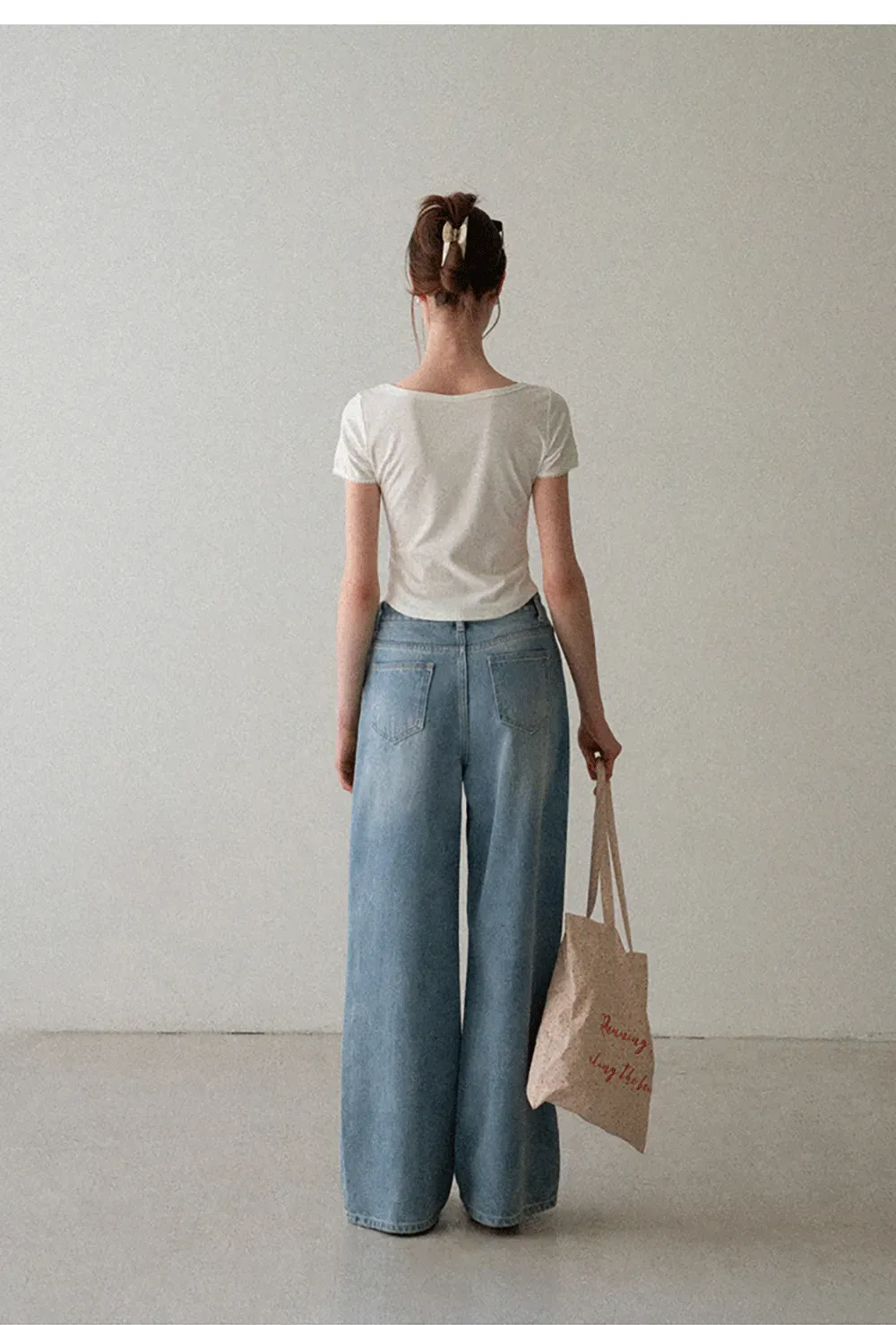 Cropped Ribbed Knit Short Sleeve T Shirt