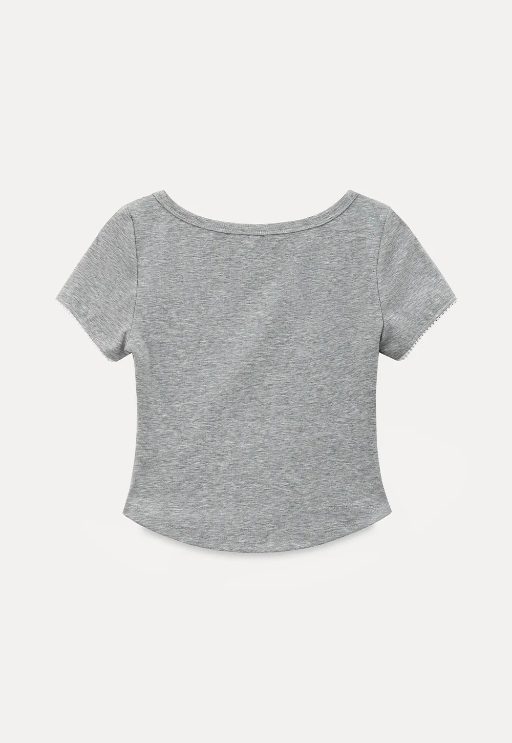 Cropped Ribbed Knit Short Sleeve T Shirt