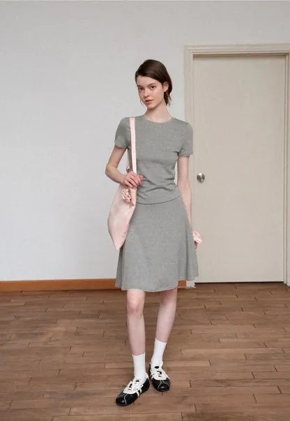 Ruched Side Detail Short Sleeve Top and A Line Skirt