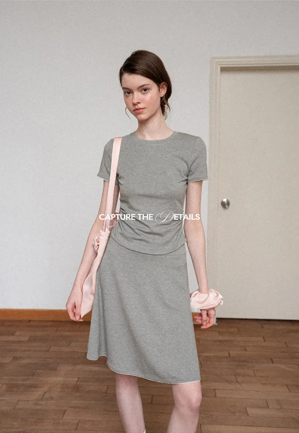 Ruched Side Detail Short Sleeve Top and A Line Skirt