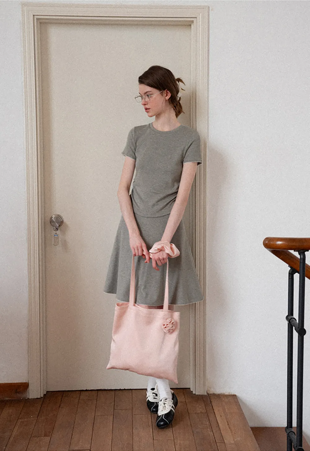 Ruched Side Detail Short Sleeve Top and A Line Skirt