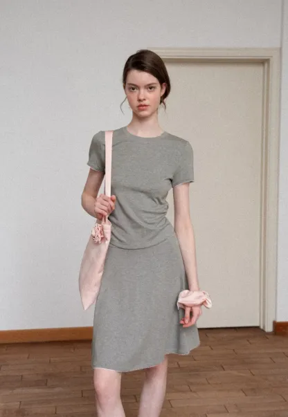 Ruched Side Detail Short Sleeve Top and A Line Skirt