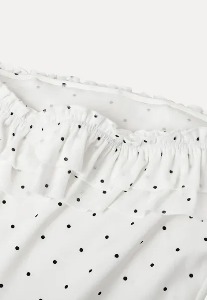 Ruffled Off Shoulder Polka Dot Top