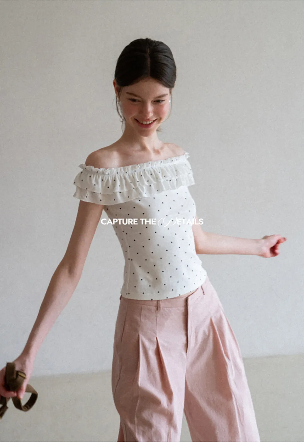 Ruffled Off Shoulder Polka Dot Top