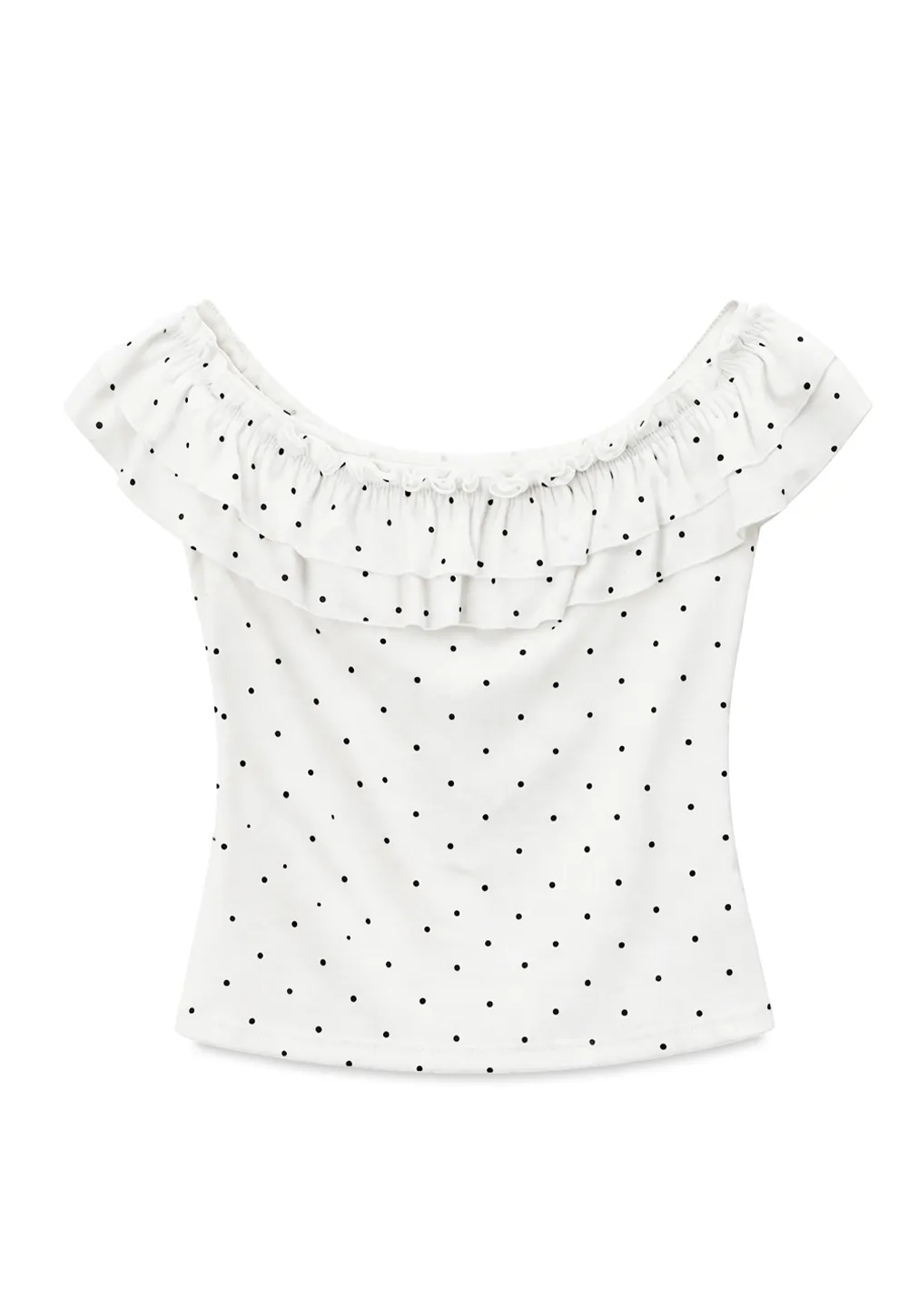 Ruffled Off Shoulder Polka Dot Top
