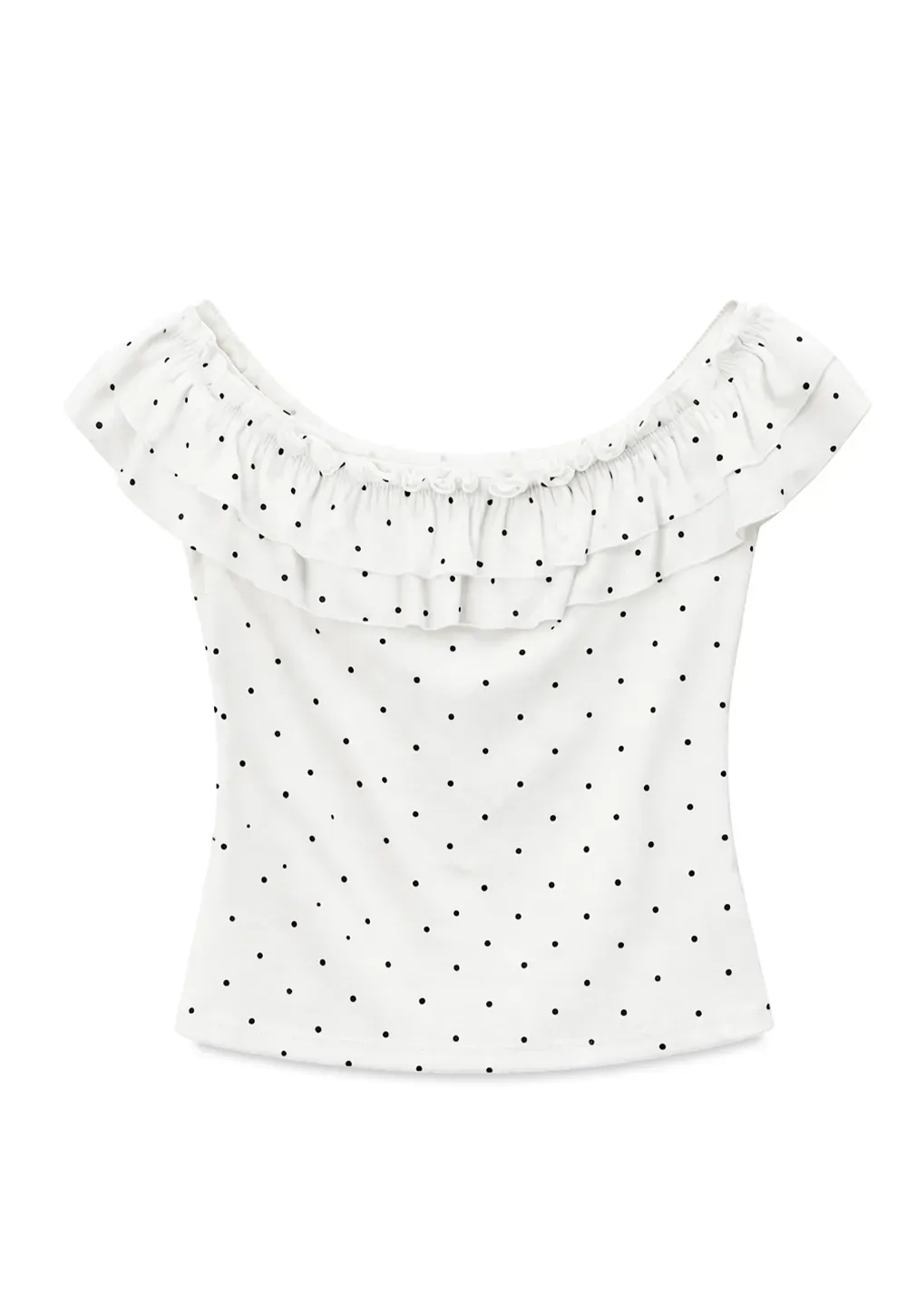 Ruffled Off Shoulder Polka Dot Top