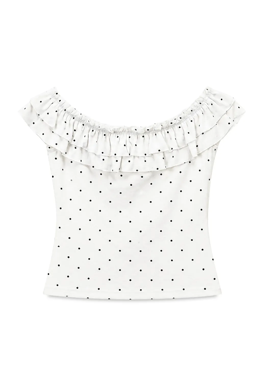Ruffled Off Shoulder Polka Dot Top