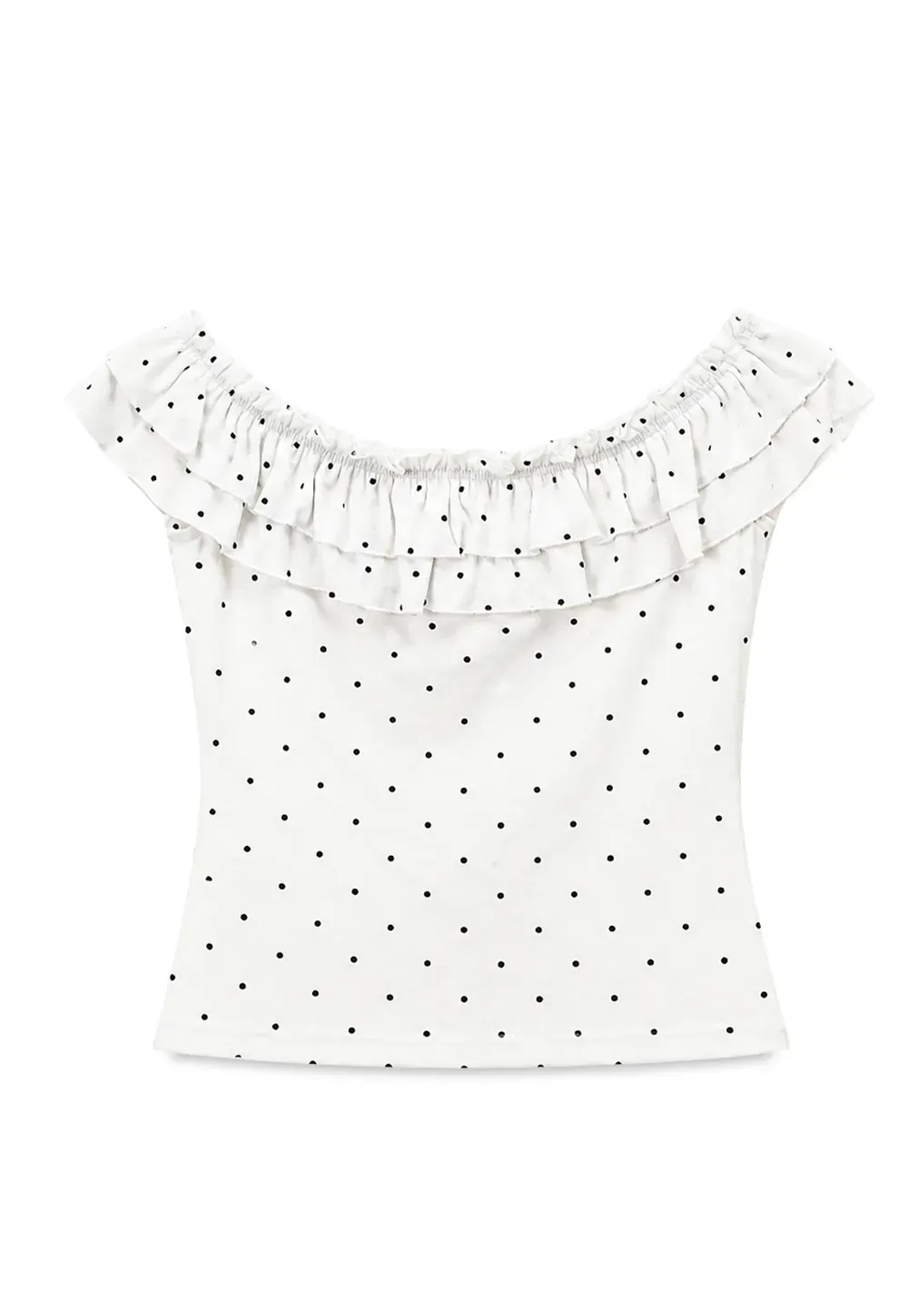 Ruffled Off Shoulder Polka Dot Top