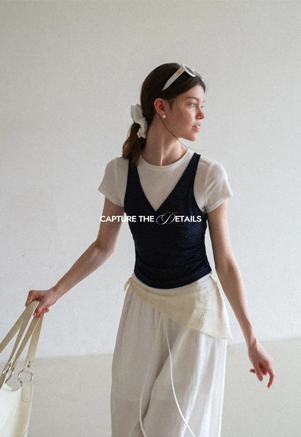 V Neck Sleeveless Top With Polka Dot Pattern