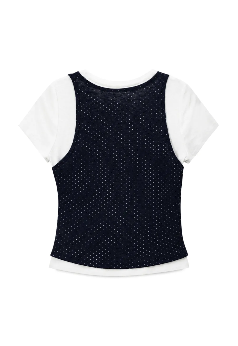 V Neck Sleeveless Top With Polka Dot Pattern