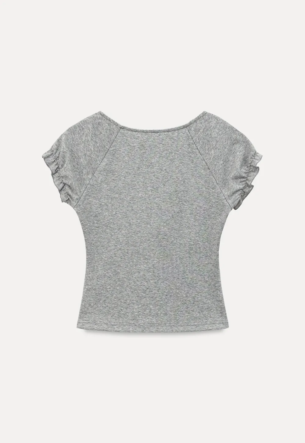 Ruffled Cap Sleeve Button Front Fitted T Shirt