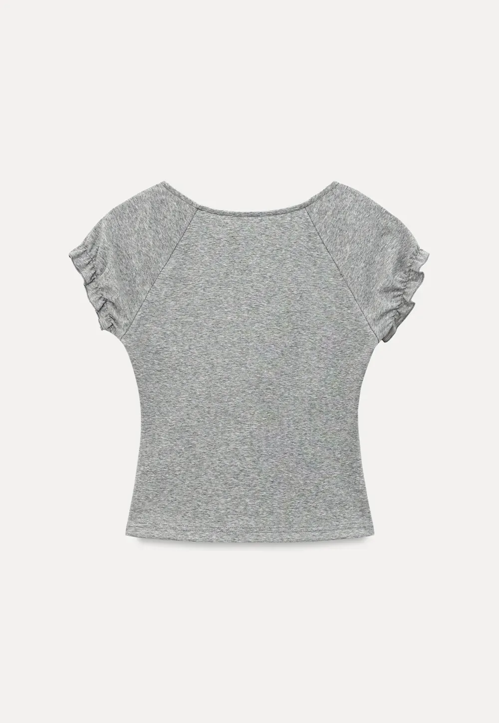 Ruffled Cap Sleeve Button Front Fitted T Shirt