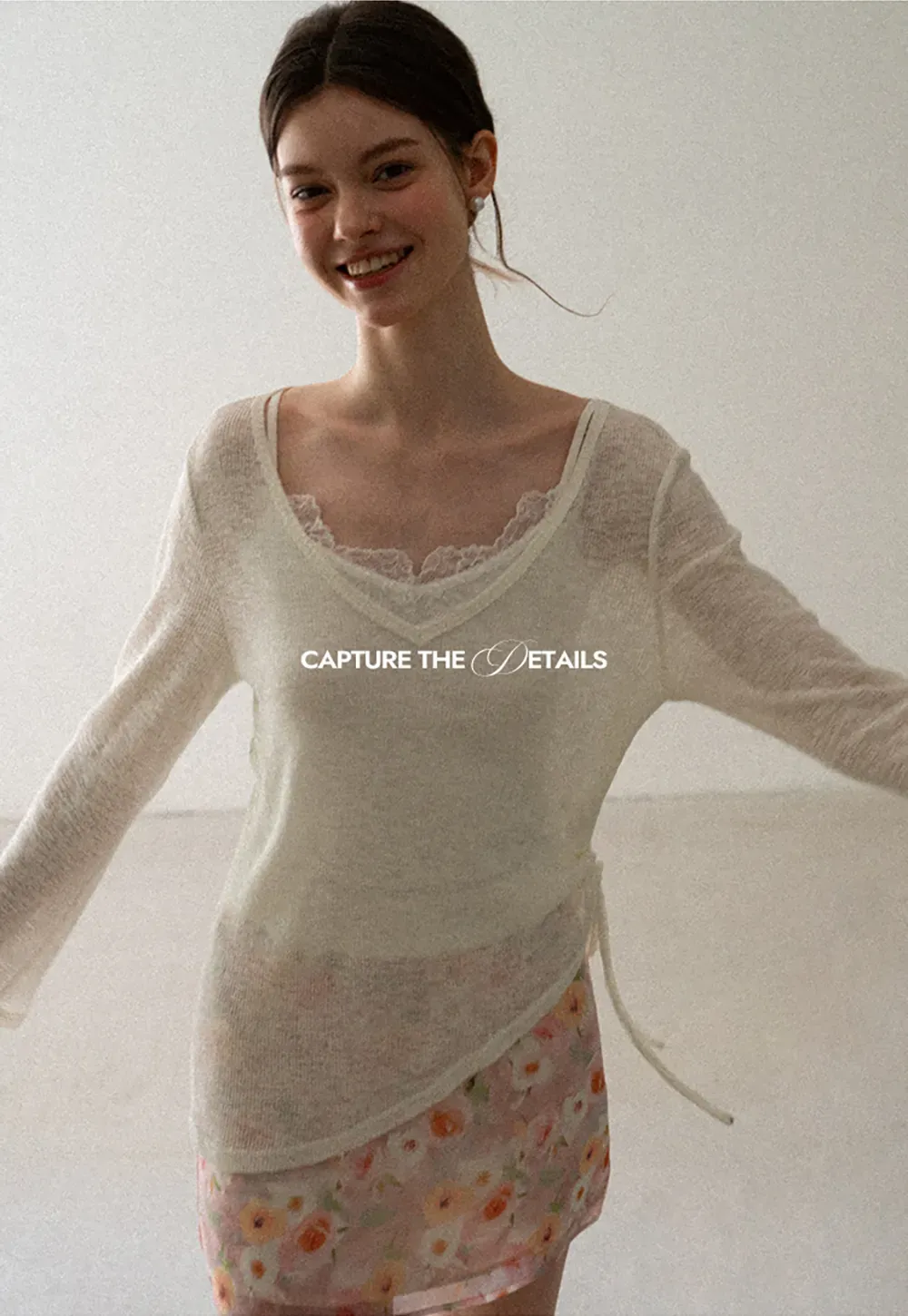 V Neck Drawstring Knit Long Sleeve Top