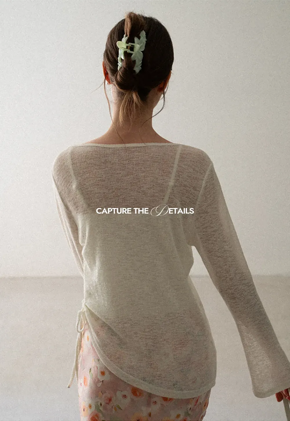 V Neck Drawstring Knit Long Sleeve Top