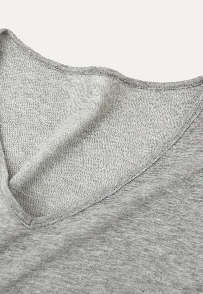 Lace Trim Drawstring Neckline Short Sleeve T Shirt
