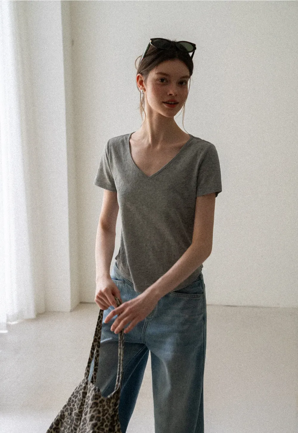 Lace Trim Drawstring Neckline Short Sleeve T Shirt