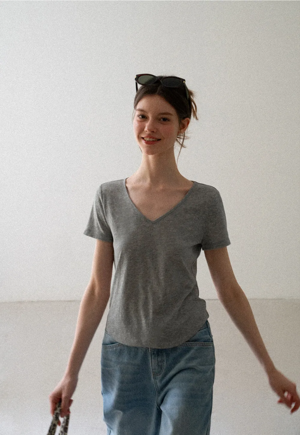 Lace Trim Drawstring Neckline Short Sleeve T Shirt