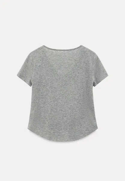 Lace Trim Drawstring Neckline Short Sleeve T Shirt