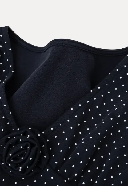 Polka Dot V Neck Cap Sleeve T Shirt