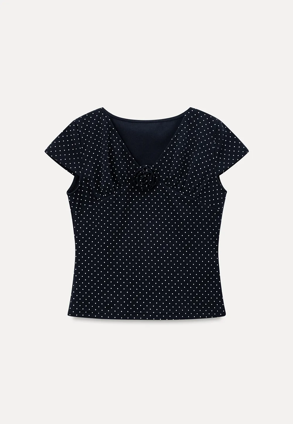 Polka Dot V Neck Cap Sleeve T Shirt