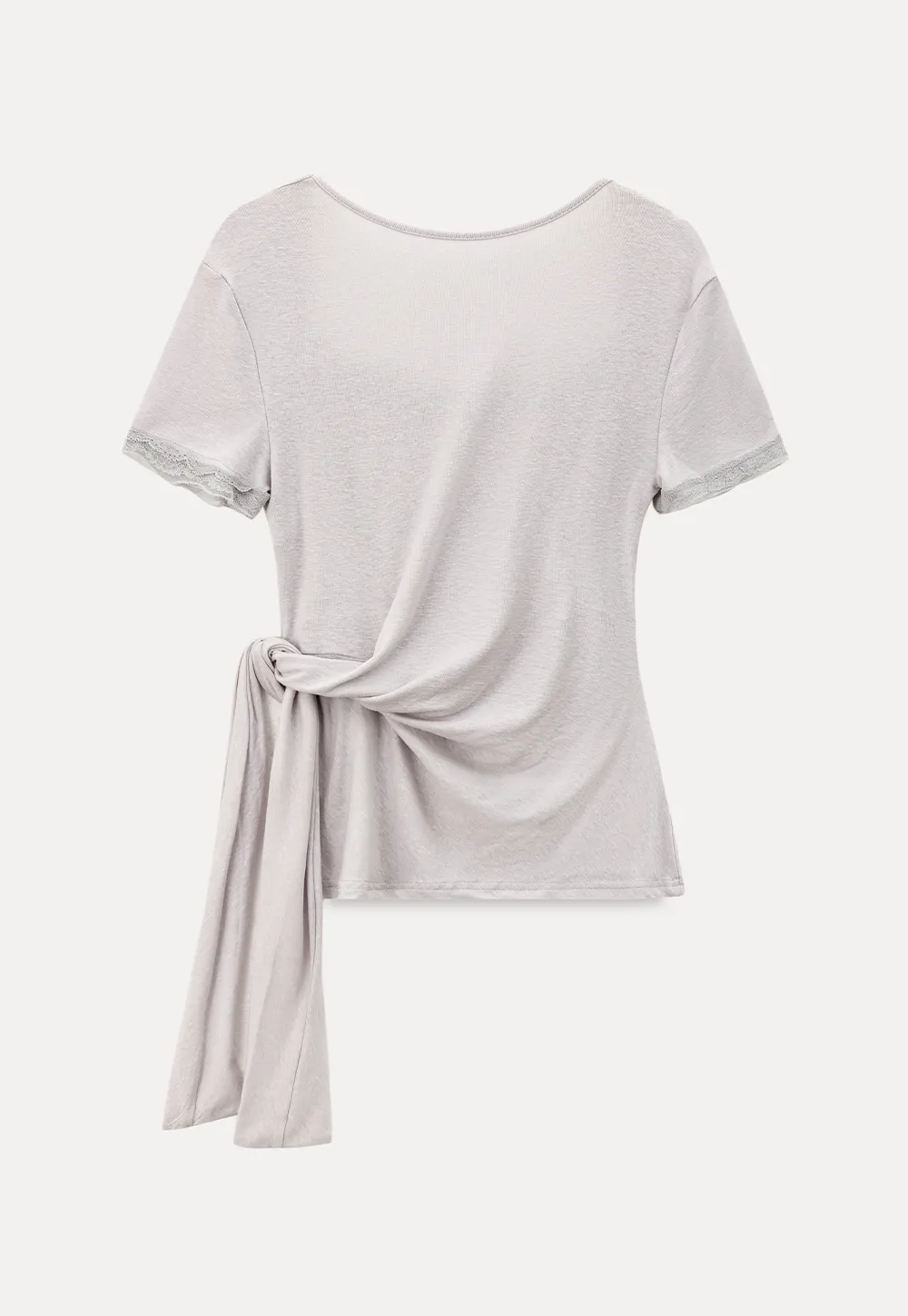 Lace Trim Square Neck Short Sleeve T Shirt