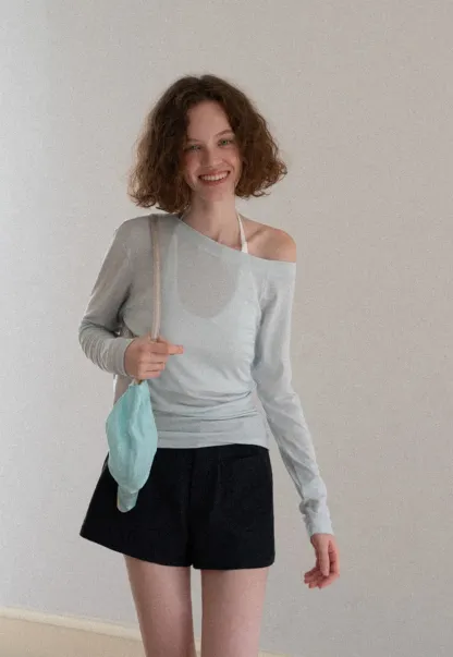 Asymmetrical One Shoulder Long Sleeve Top