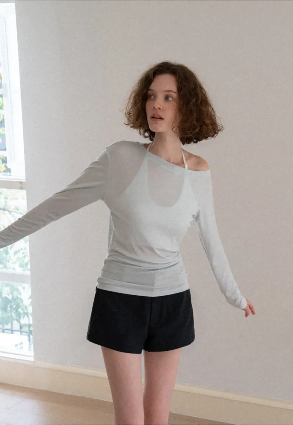 Asymmetrical One Shoulder Long Sleeve Top