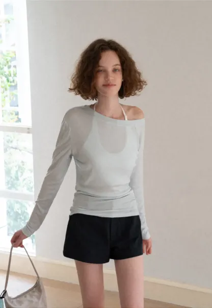 Asymmetrical One Shoulder Long Sleeve Top