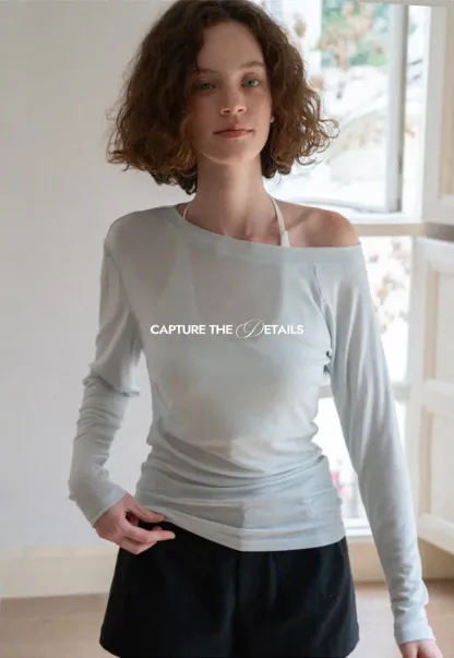 Asymmetrical One Shoulder Long Sleeve Top